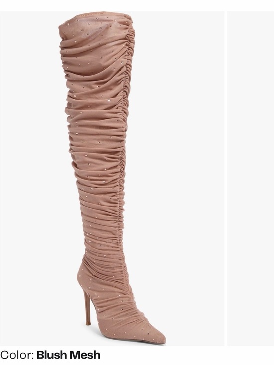 Steve Madden Shoes - Steve Madden Rashida Blush Mesh Ruched Over-the-Knee Stiletto Boots 8.5